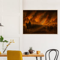 Framed print of Sherman's March through burning Atlanta, ready to hang.