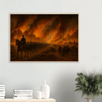 Framed print of Sherman's March through burning Atlanta, ready to hang.
