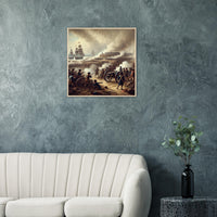 Framed print of the Siege of Yorktown, ready to hang.