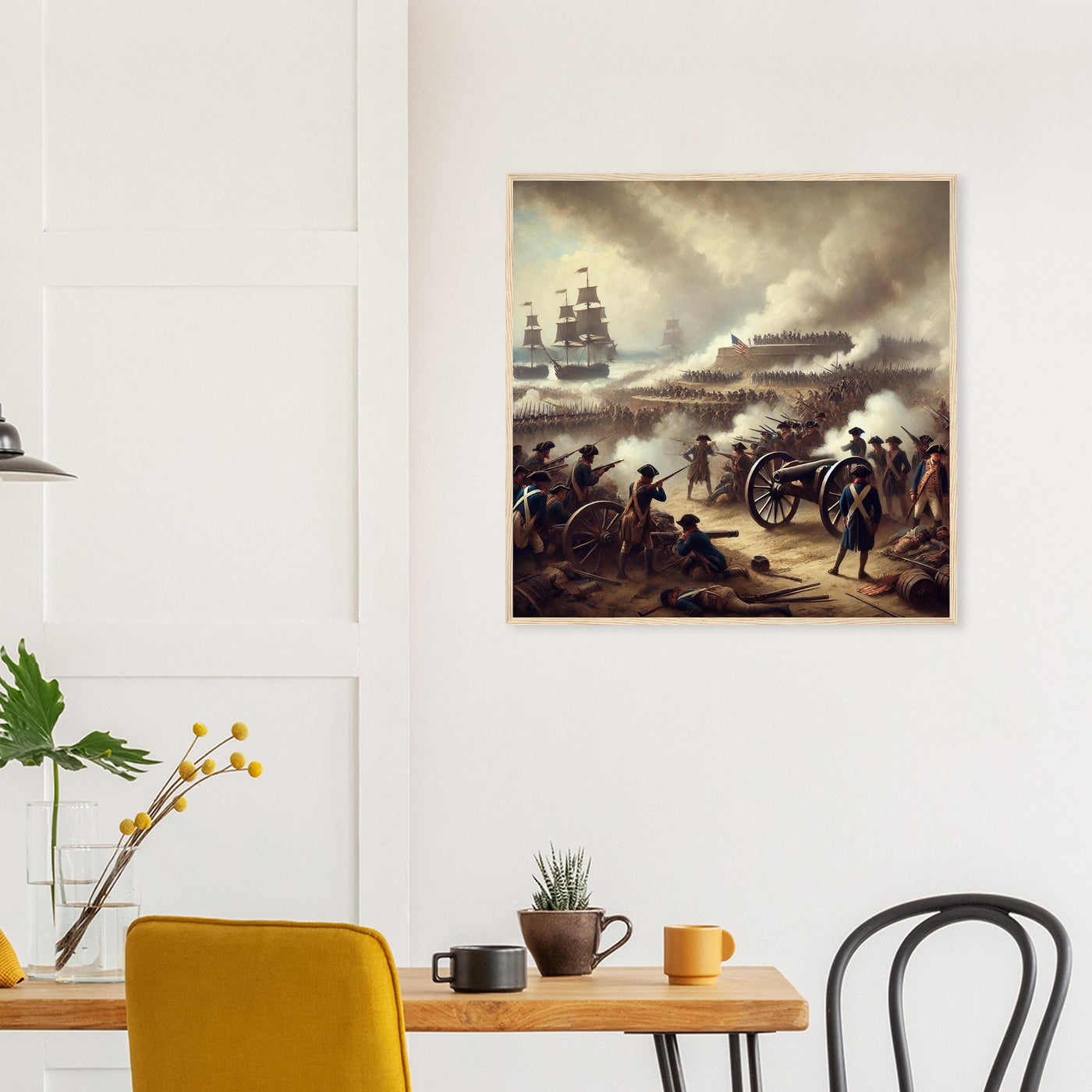 Framed print of the Siege of Yorktown, ready to hang.