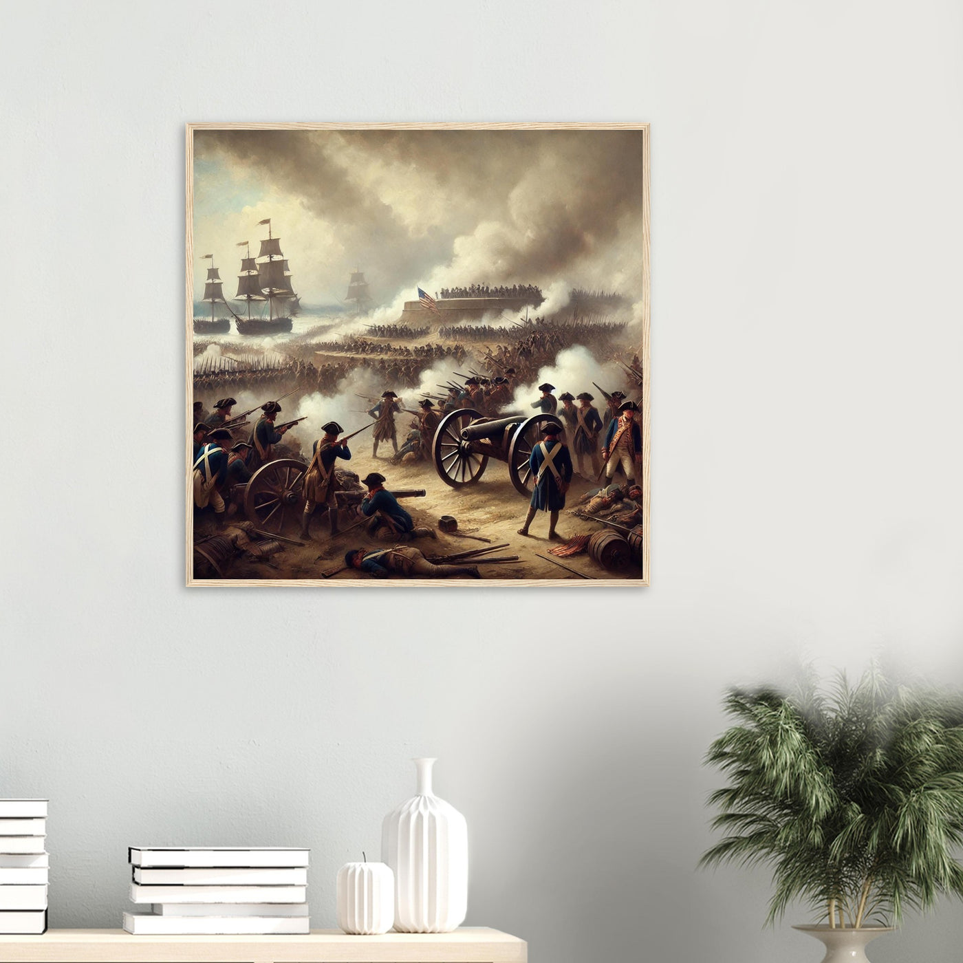 Framed print of the Siege of Yorktown, ready to hang.
