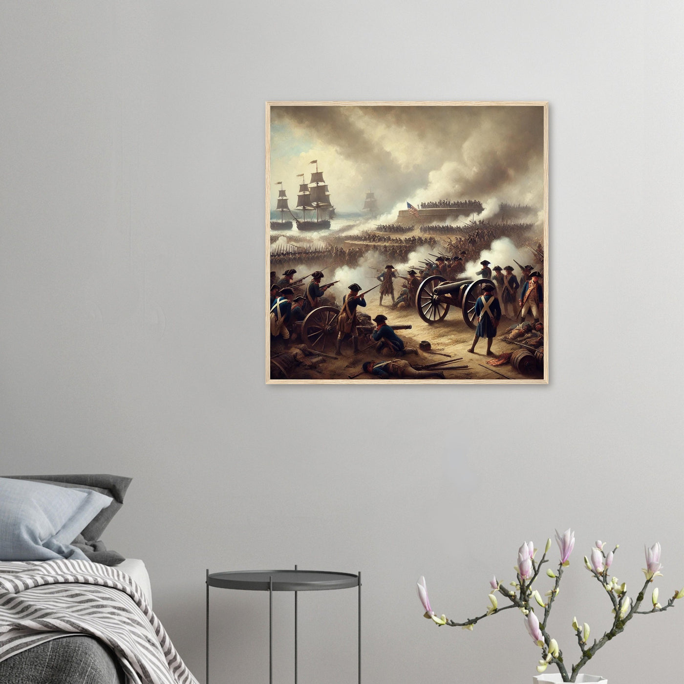 Framed print of the Siege of Yorktown, ready to hang.