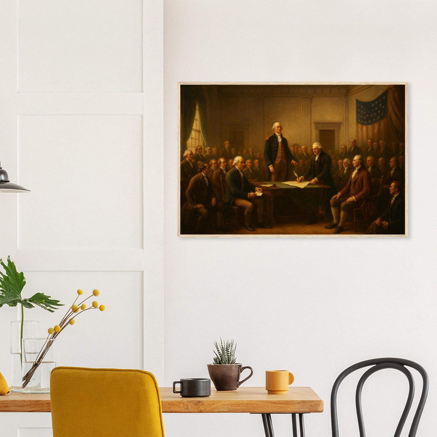 Framed print of the signing of the U.S. Constitution, ready to hang.