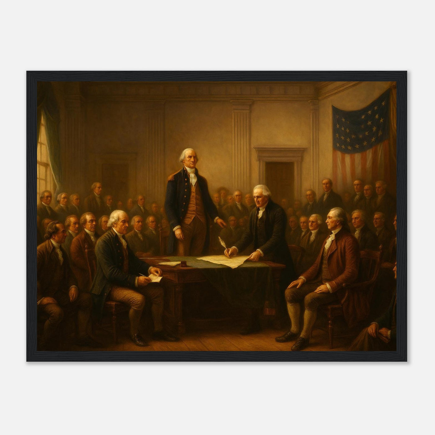 Framed print of the signing of the U.S. Constitution, ready to hang.