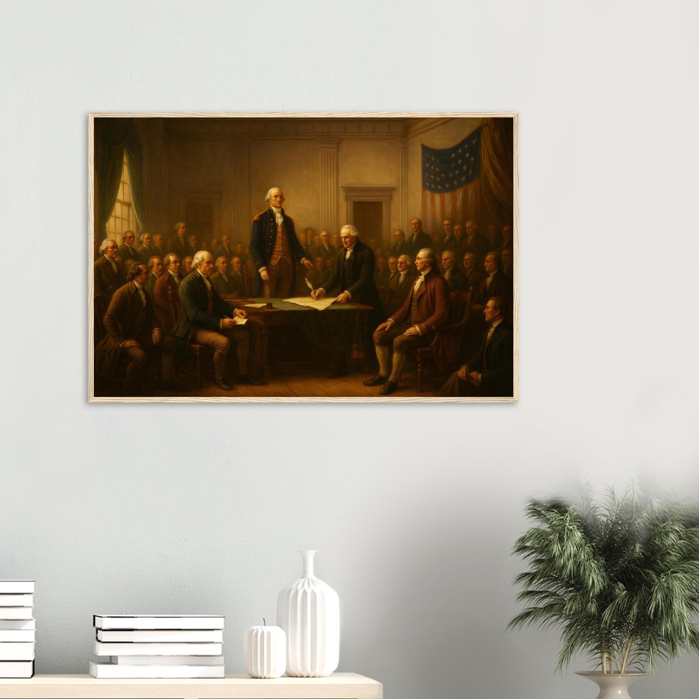 Framed print of the signing of the U.S. Constitution, ready to hang.