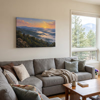 Smoky Mountain Morning canvas in a living room