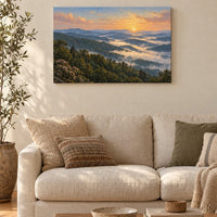 Smoky Mountain Morning canvas in a living room