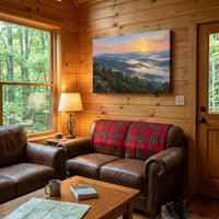 Smoky Mountain Morning canvas in a mountain cabin