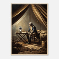 Framed print of Washington alone with the weight of command, ready to hang.