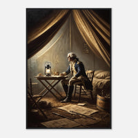 Framed print of Washington alone with the weight of command, ready to hang.