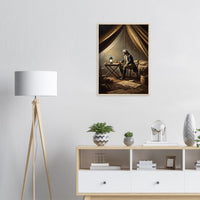 Framed print of Washington alone with the weight of command, ready to hang.