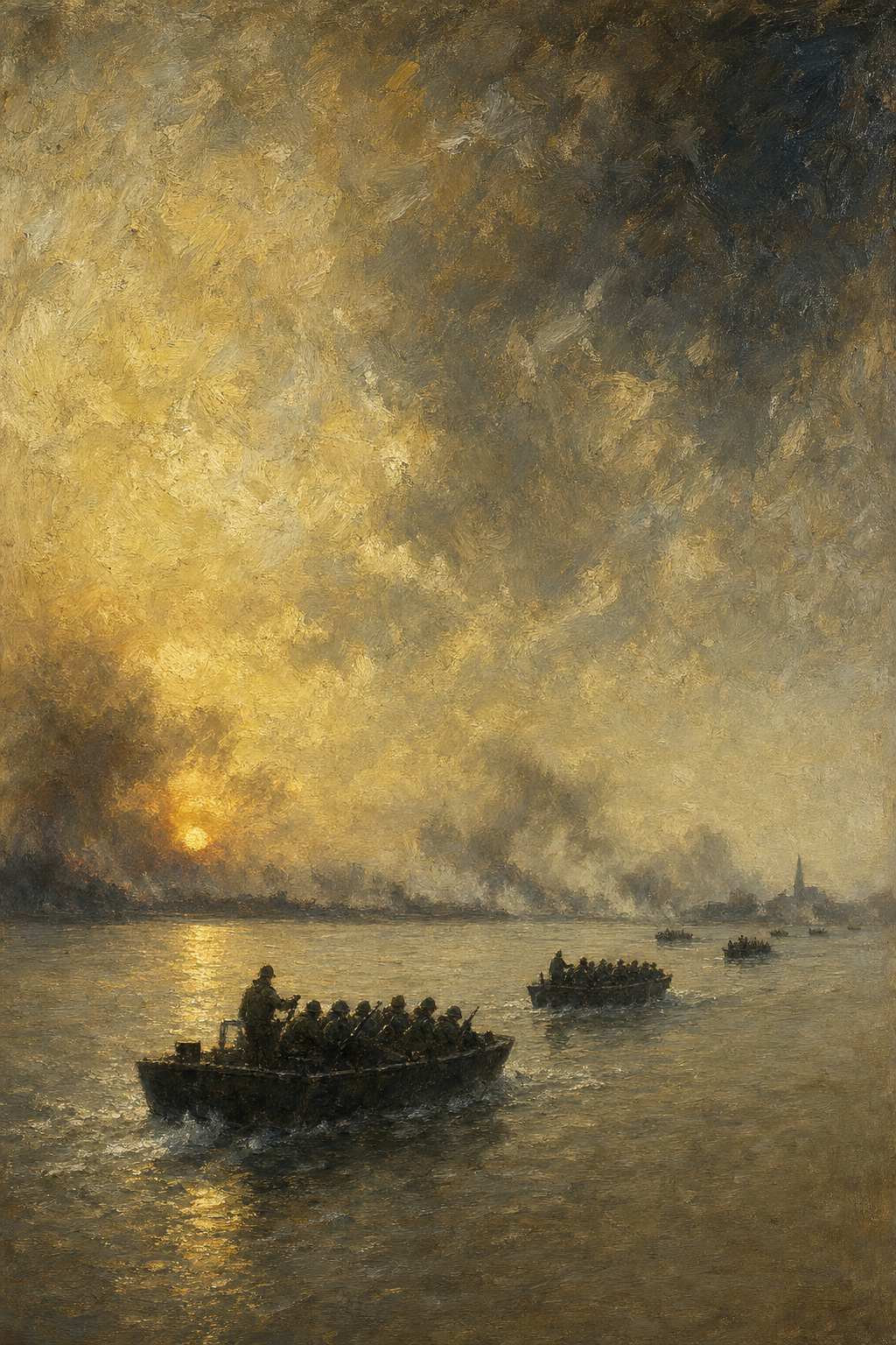 Assault Boats on the Rhine - detail of the artwork