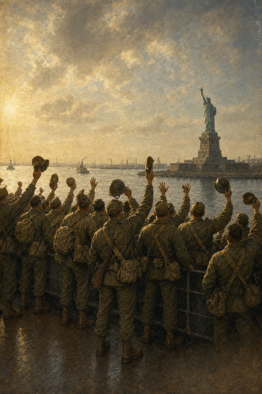 Into New York Harbor - detail of the artwork