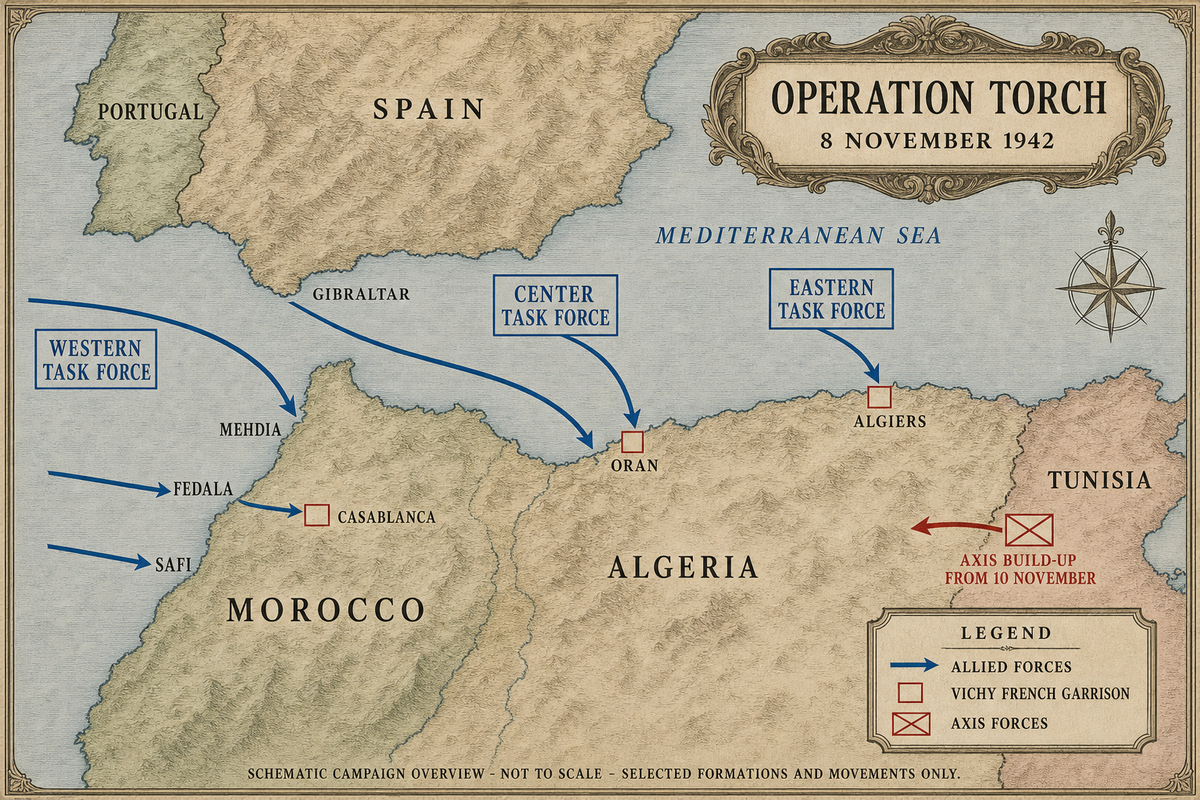 Operation Torch — Map - detail of the artwork