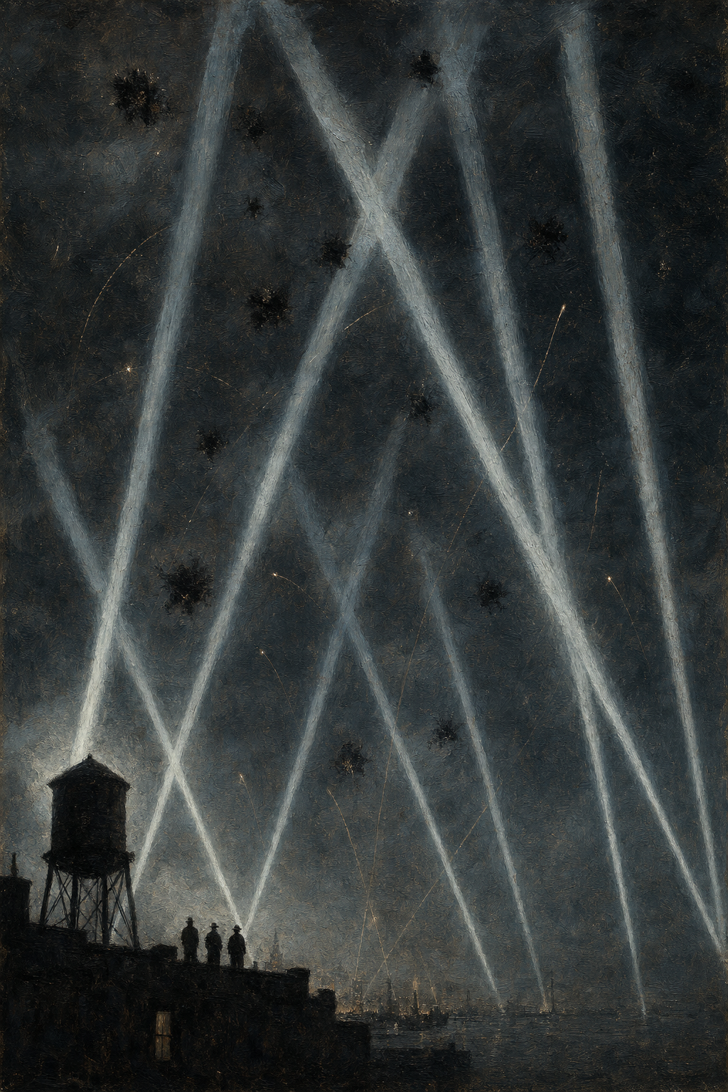 Searchlights Over the Harbor - detail of the artwork