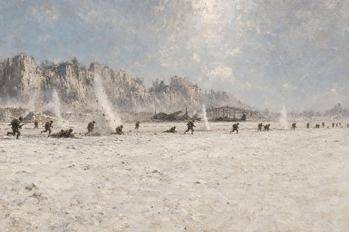 The Airfield at Peleliu - detail of the artwork