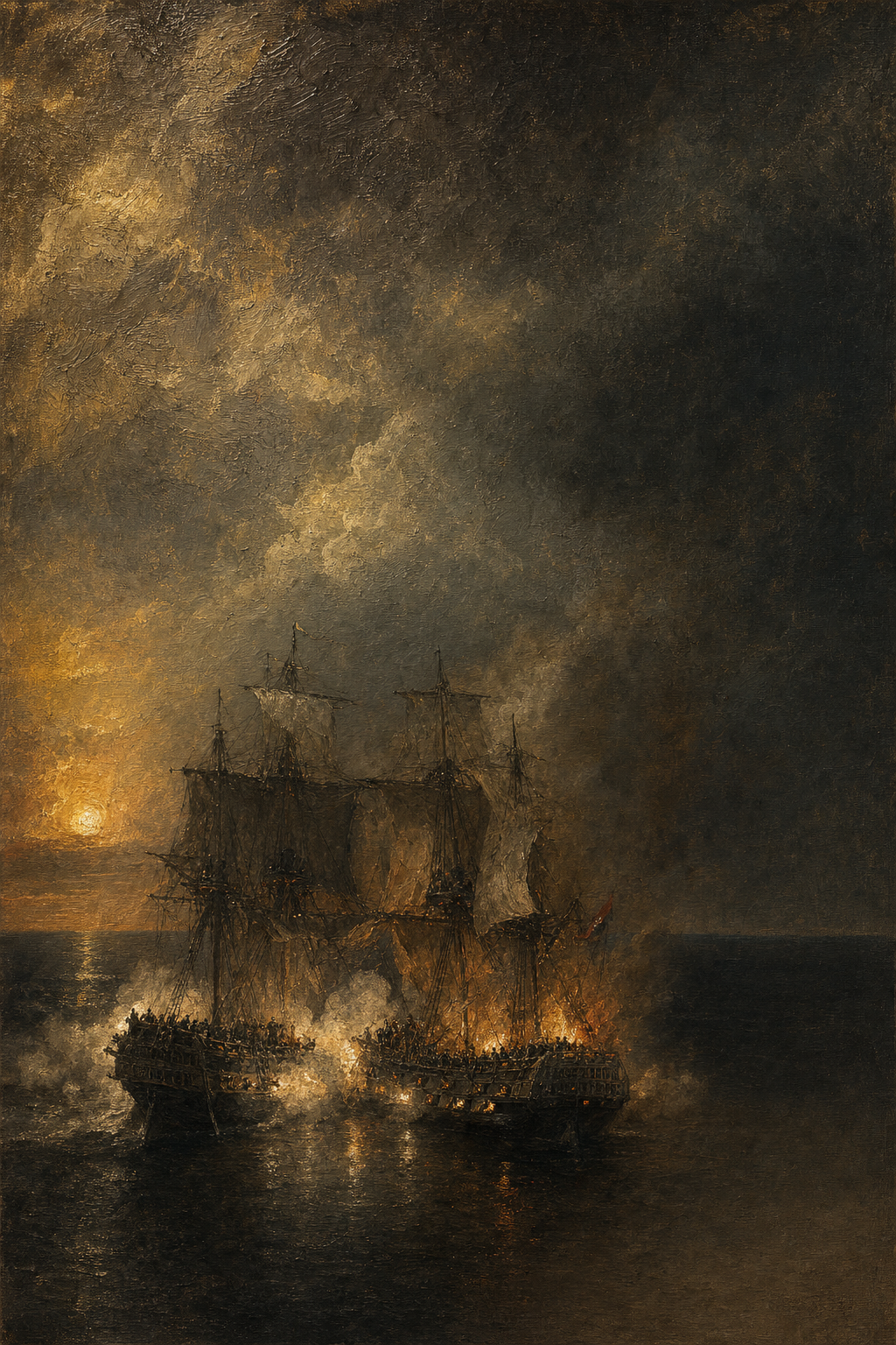 The Bonhomme Richard and the Serapis - detail of the artwork