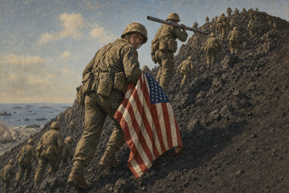 The Climb up Suribachi - detail of the artwork