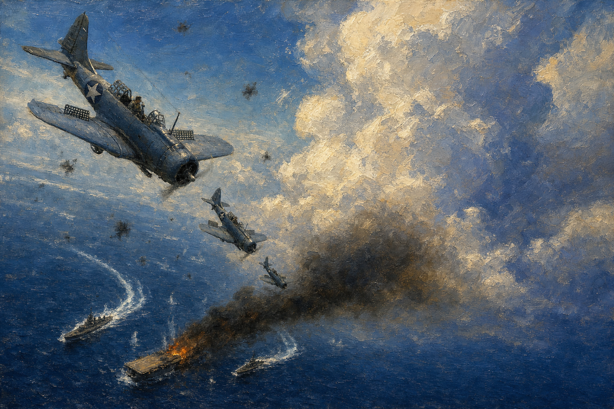 The Dive Bombers at Midway - detail of the artwork