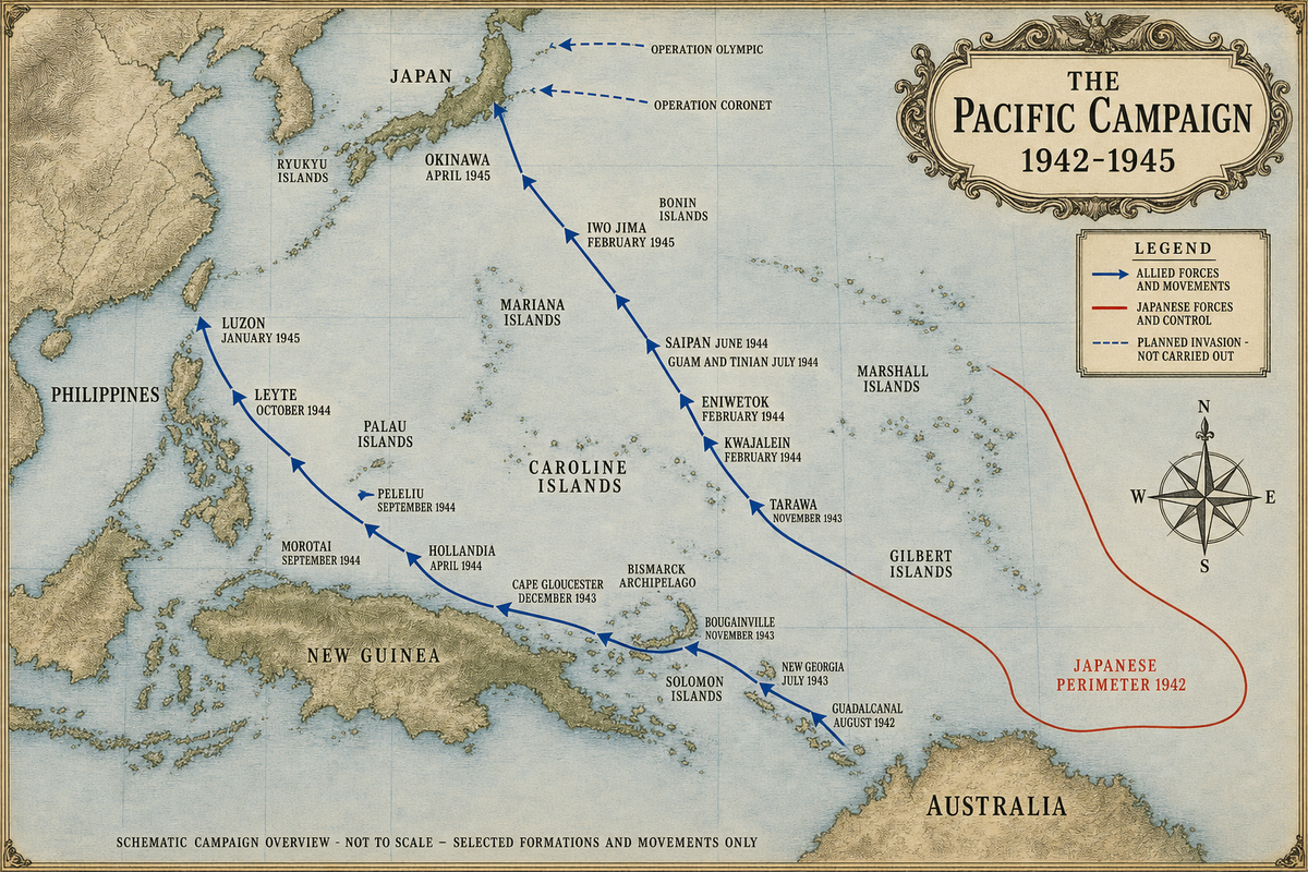 The Pacific Campaign — Map - detail of the artwork