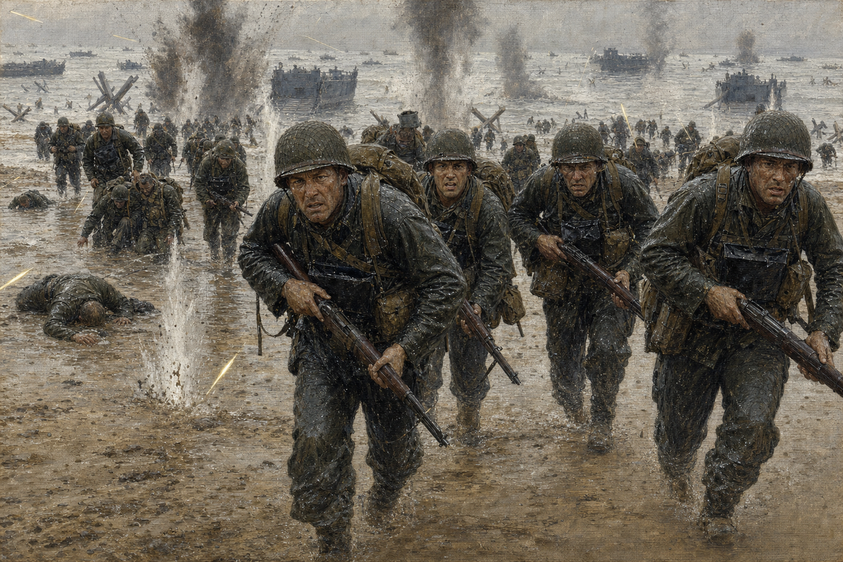 Up Omaha Beach - detail of the artwork