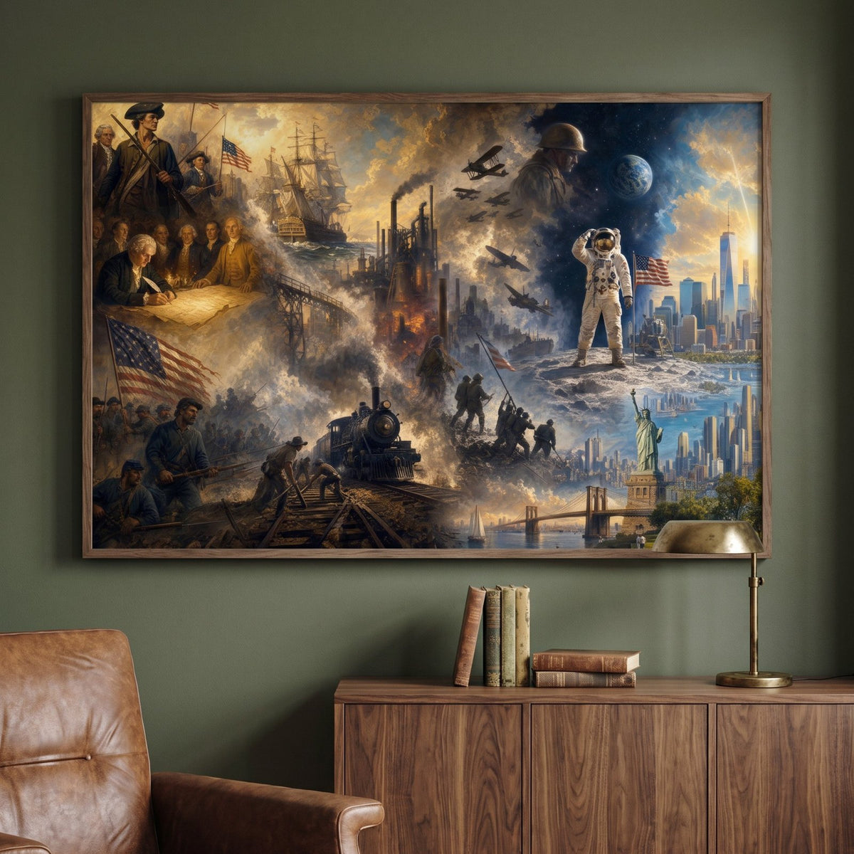 The American Epic framed print in a den