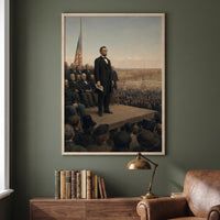 The Gettysburg Address framed print in a den