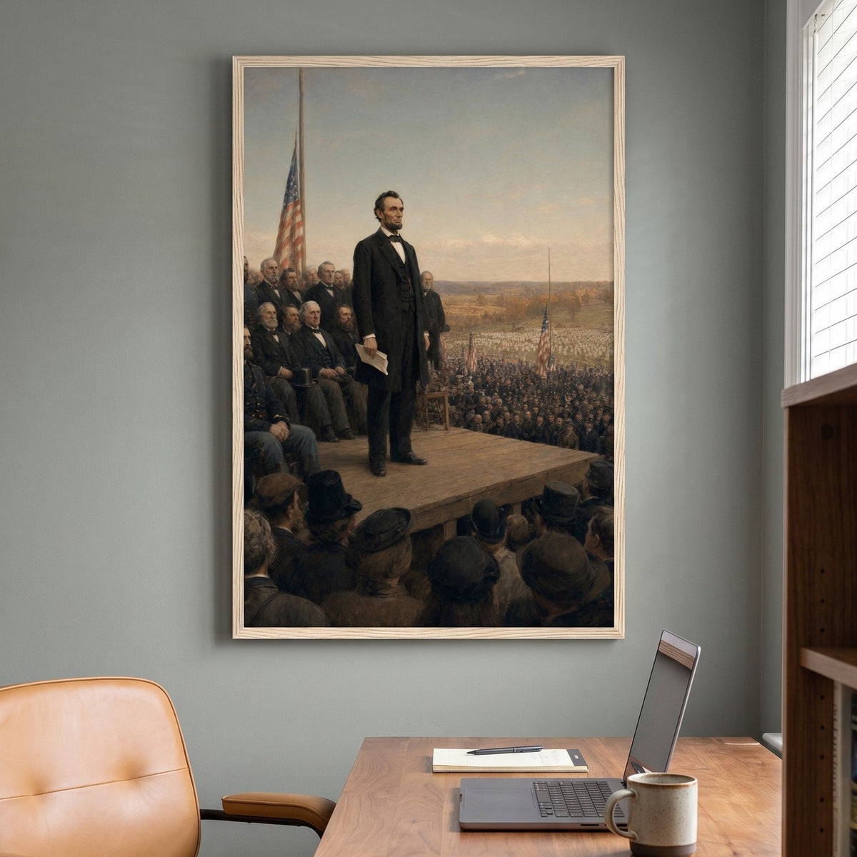 The Gettysburg Address framed print in a home office