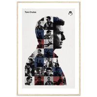 Wooden framed poster of Tom Cruise, ready to hang.