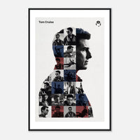 Wooden framed poster of Tom Cruise, ready to hang.