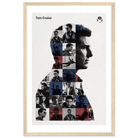 Wooden framed poster of Tom Cruise, ready to hang.
