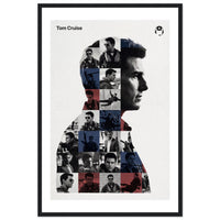 Wooden framed poster of Tom Cruise, ready to hang.