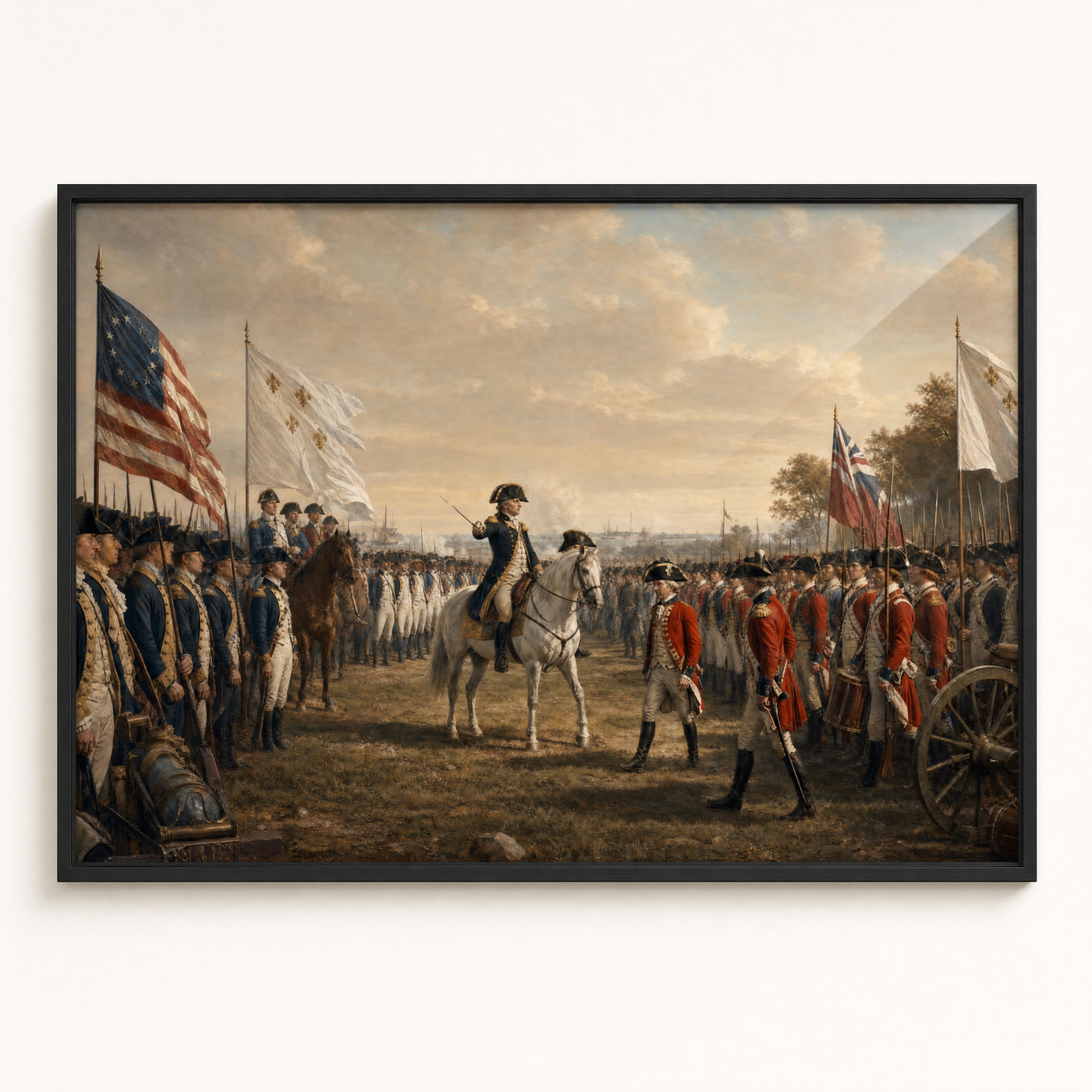 Surrender at Yorktown framed print, matte black frame, clean studio product view on museum-quality matte paper.