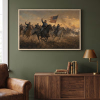 Union Cavalry Charge framed print in a den