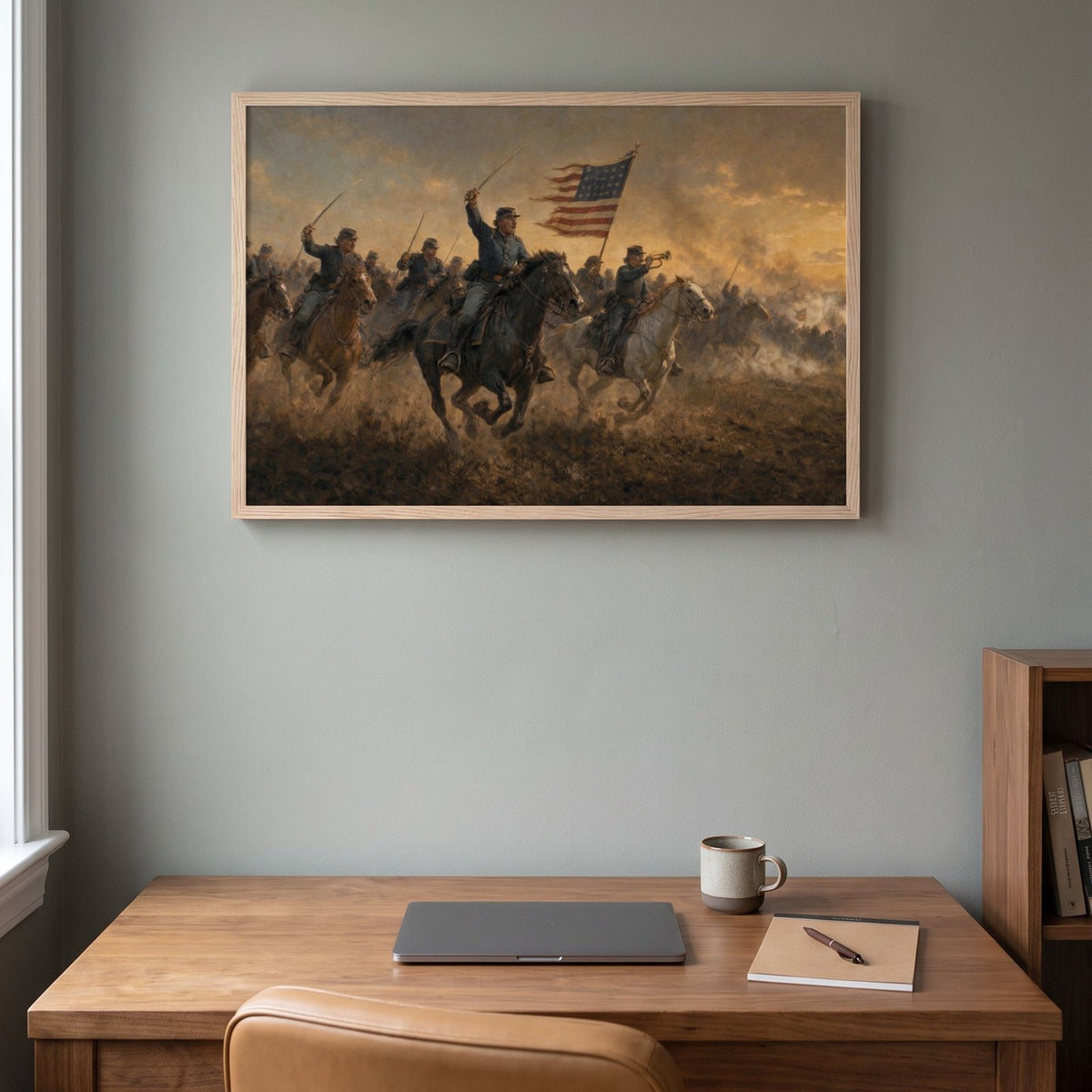 Union Cavalry Charge framed print in a home office