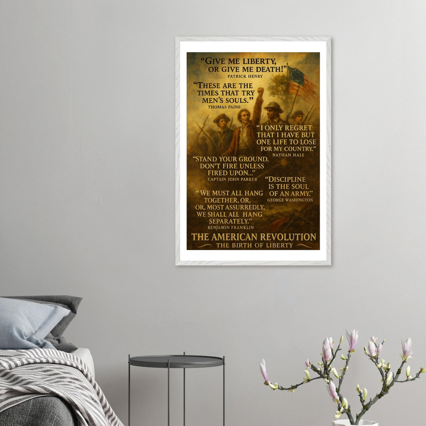 Framed print honoring the voices of the American Revolution, ready to hang.