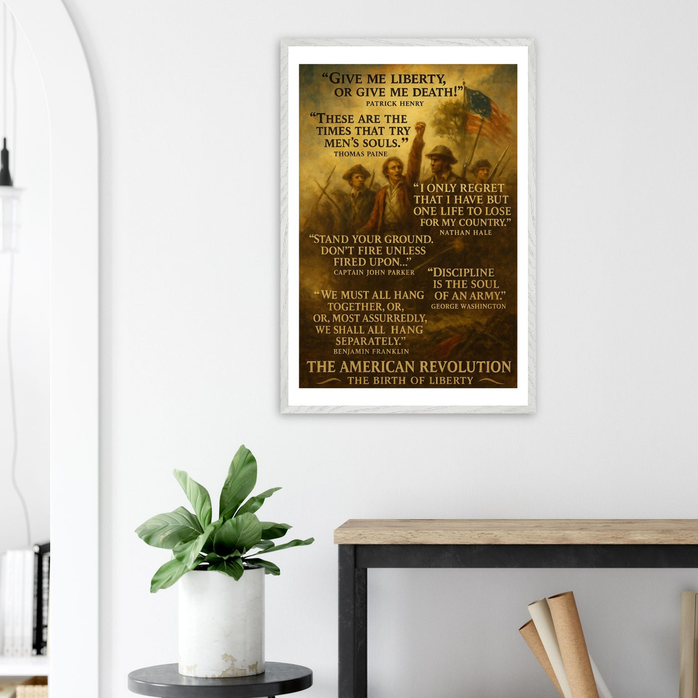 Framed print honoring the voices of the American Revolution, ready to hang.