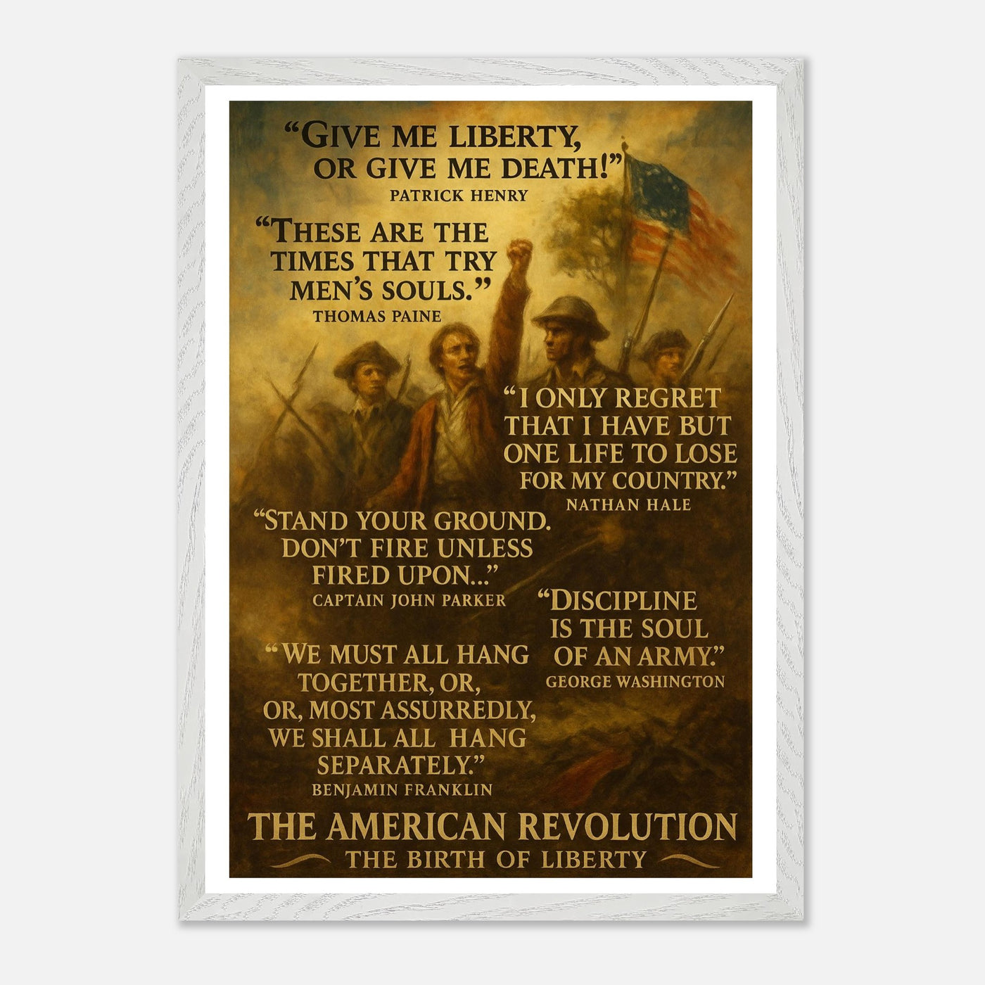 Framed print honoring the voices of the American Revolution, ready to hang.