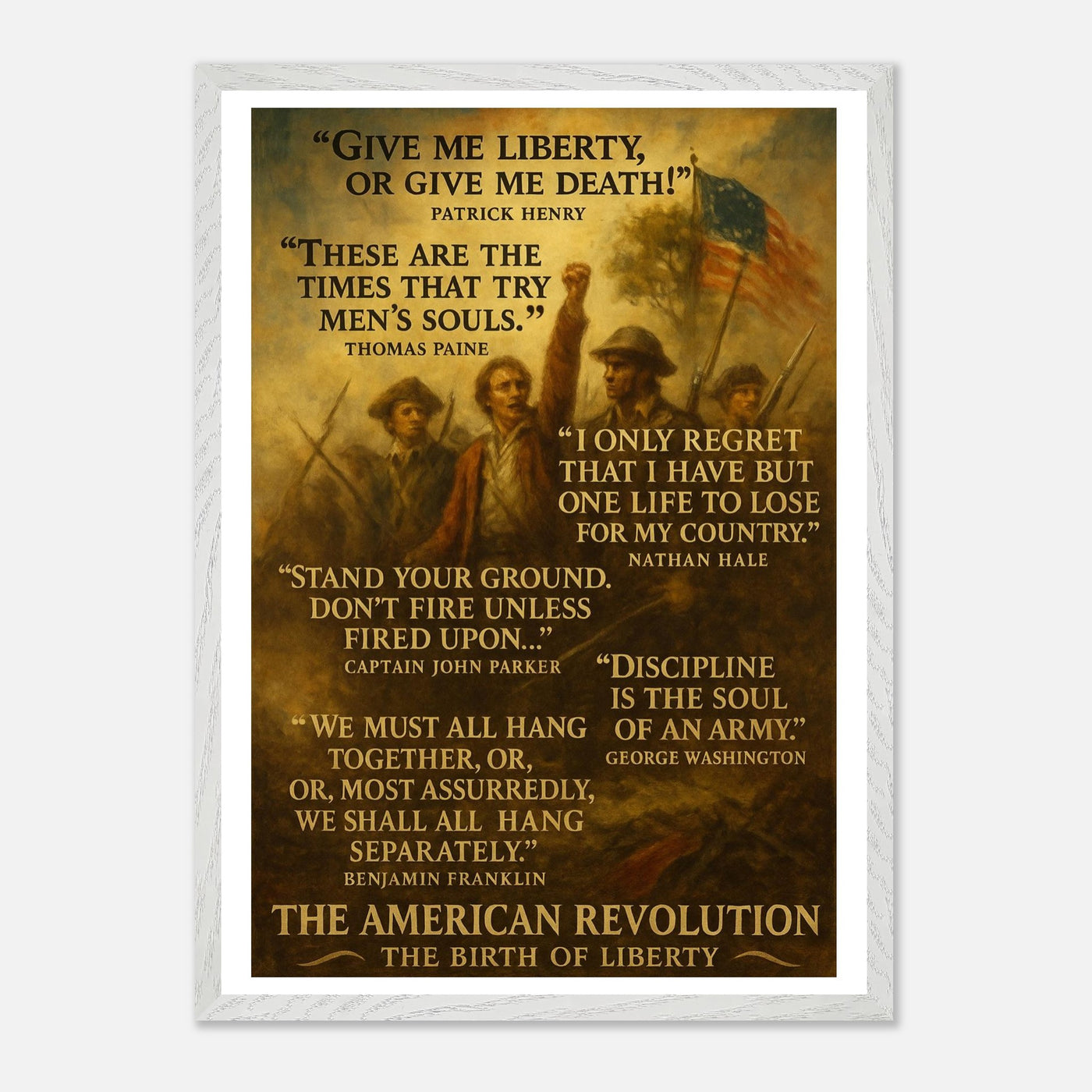 Framed print honoring the voices of the American Revolution, ready to hang.