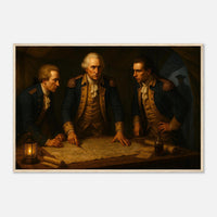 Framed print of Washington and his officers planning by lamplight, ready to hang.