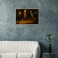Framed print of Washington and his officers planning by lamplight, ready to hang.