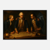 Framed print of Washington and his officers planning by lamplight, ready to hang.
