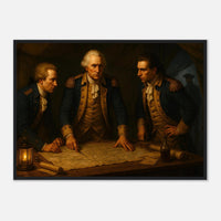 Framed print of Washington and his officers planning by lamplight, ready to hang.