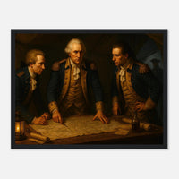 Framed print of Washington and his officers planning by lamplight, ready to hang.
