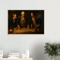 Framed print of Washington and his officers planning by lamplight, ready to hang.