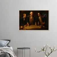 Framed print of Washington and his officers planning by lamplight, ready to hang.
