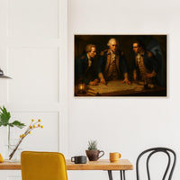 Framed print of Washington and his officers planning by lamplight, ready to hang.