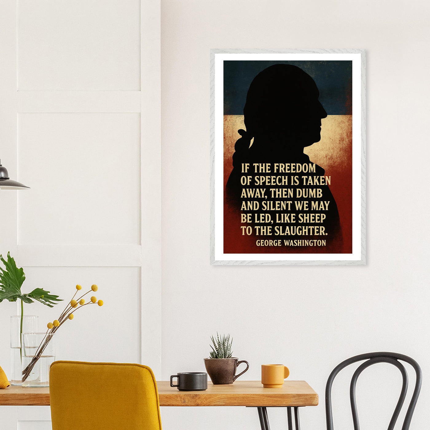 Framed portrait of Washington, commander for freedom, ready to hang.