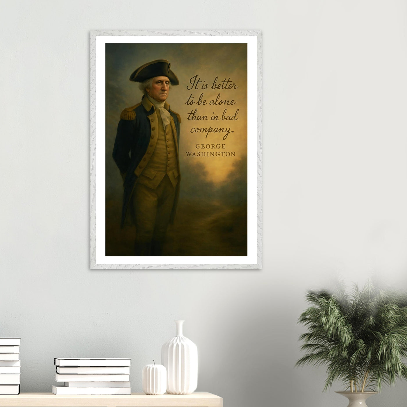 Framed portrait of George Washington, father of a nation, ready to hang.