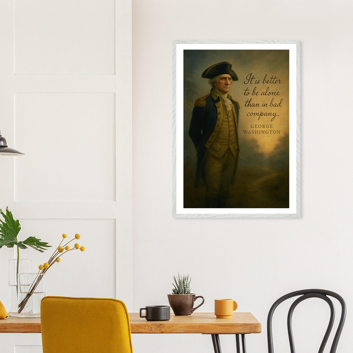Framed portrait of George Washington, father of a nation, ready to hang.